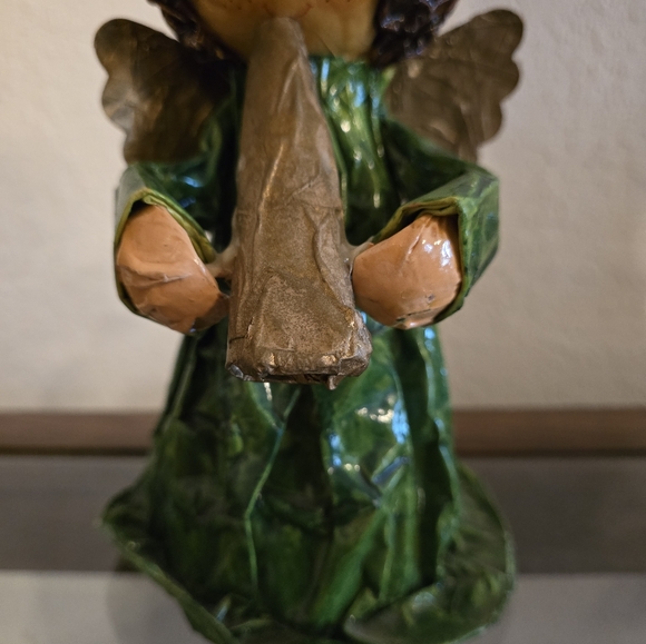 Vintage 1970's Paper Mache Angel Christmas Tree Topper - Picture 3 of 8